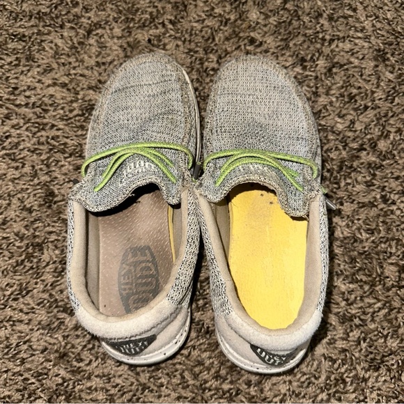 Hey Dude Gray and Green slip on Shoes Youth size 1 Ladies size 2 - Picture 5 of 6